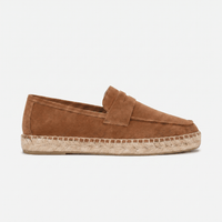 Men's Espadrille-Sole Suede Penny Loafer