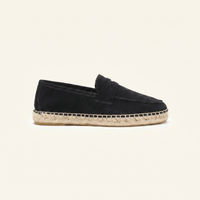 Men's Espadrille-Sole Suede Penny Loafer