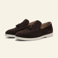 Men's Suede Tassel Slip-On Loafer with White Sole