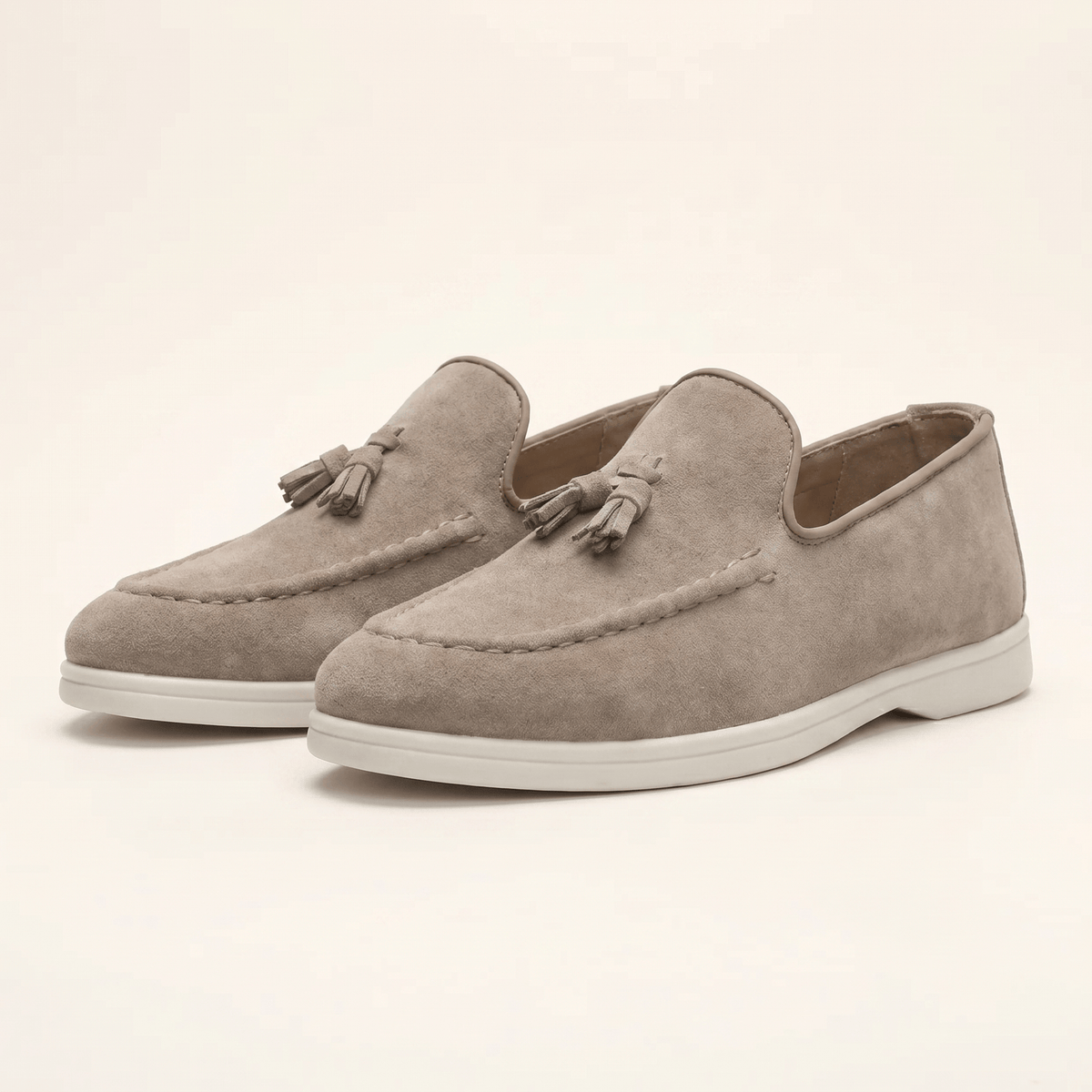 Men's Suede Tassel Slip-On Loafer with White Sole
