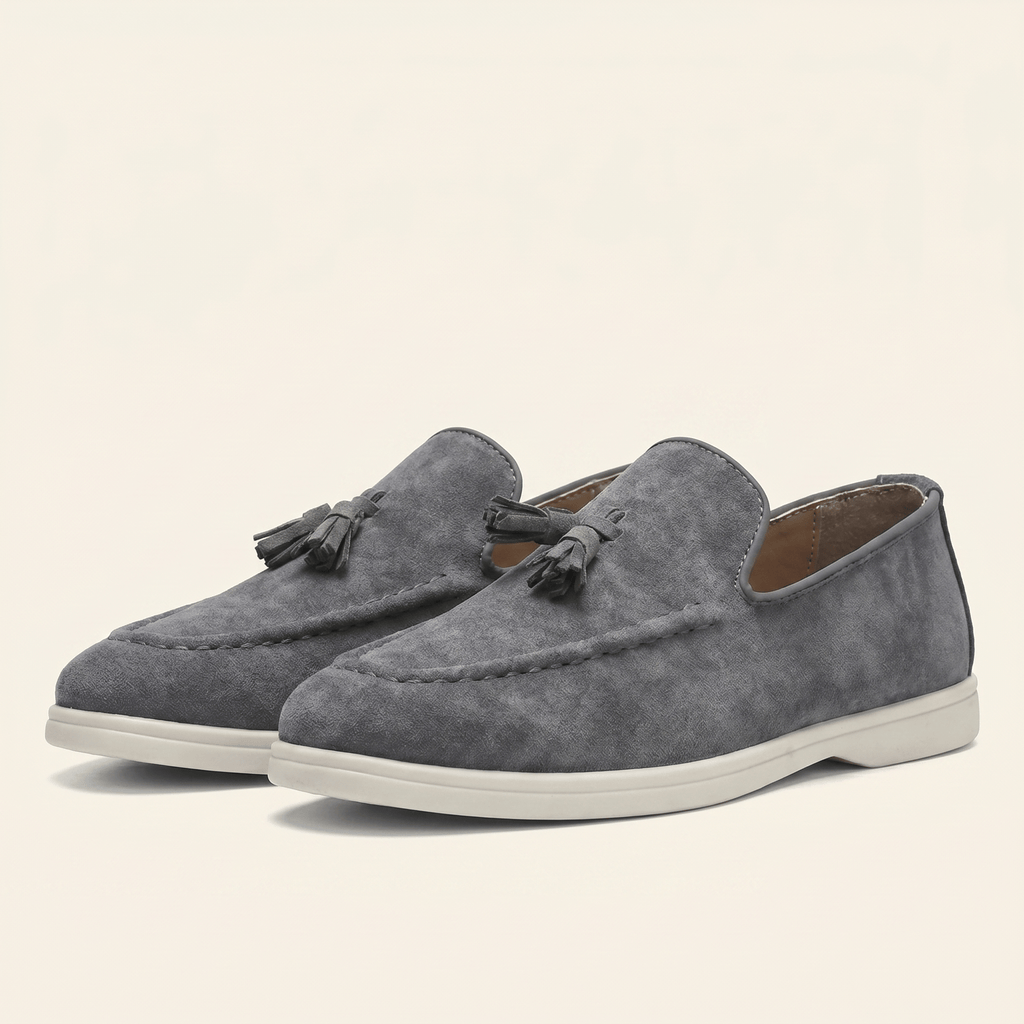 Men's Suede Tassel Slip-On Loafer with White Sole