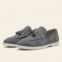 Men's Suede Tassel Slip-On Loafer with White Sole