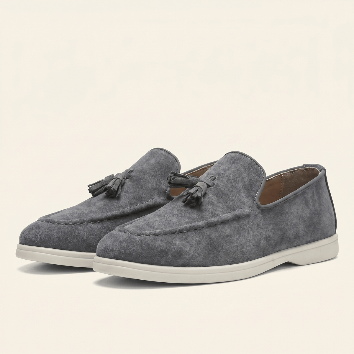 Men's Suede Tassel Slip-On Loafer with White Sole