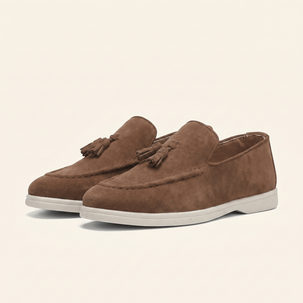 Men's Suede Tassel Slip-On Loafer with White Sole