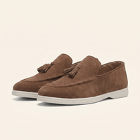 Men's Suede Tassel Slip-On Loafer with White Sole