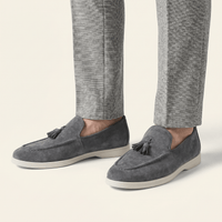 Men's Suede Tassel Slip-On Loafer with White Sole
