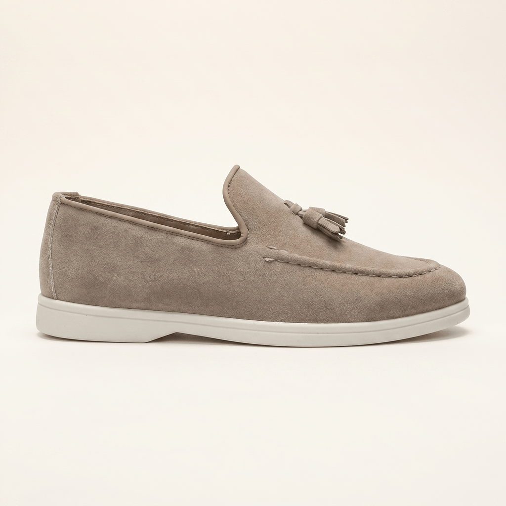 Men's Suede Tassel Slip-On Loafer with White Sole