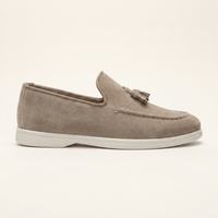 Men's Suede Tassel Slip-On Loafer with White Sole