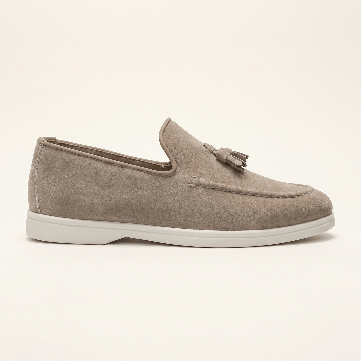 Men's Suede Tassel Slip-On Loafer with White Sole