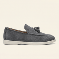 Men's Suede Tassel Slip-On Loafer with White Sole