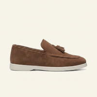 Men's Suede Tassel Slip-On Loafer with White Sole