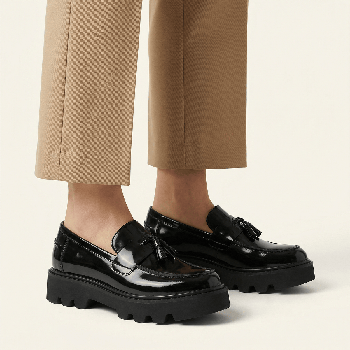 Women's Patent Platform Tassel Loafer