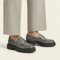 Women's Croc-Embossed Leather Platform Loafer