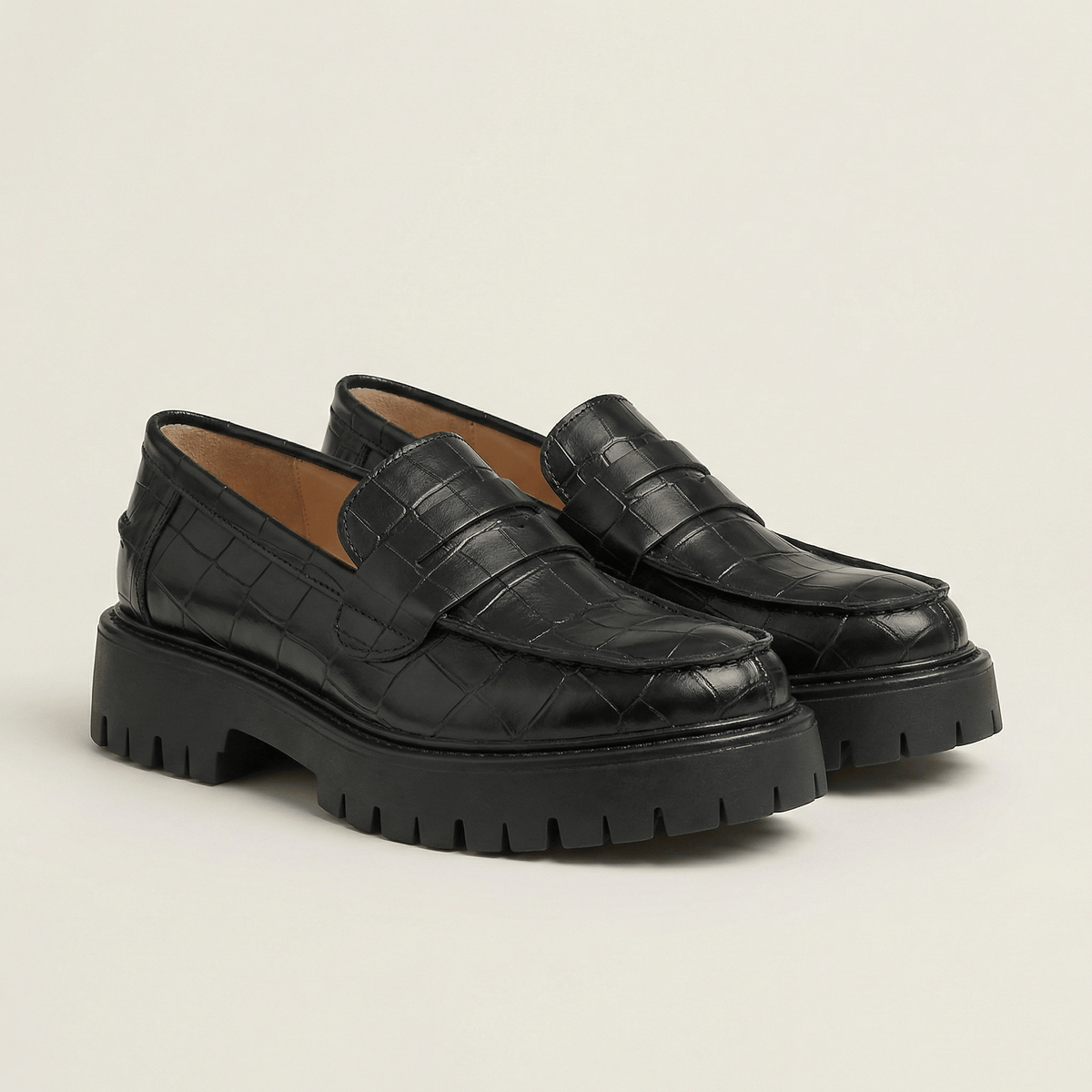 Women's Croc-Embossed Leather Platform Loafer