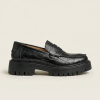 Women's Croc-Embossed Leather Platform Loafer