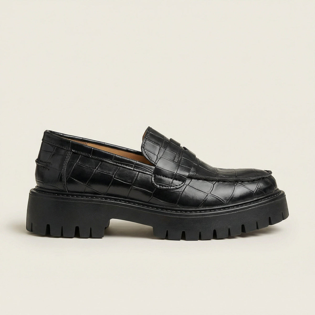 Women's Croc-Embossed Leather Platform Loafer