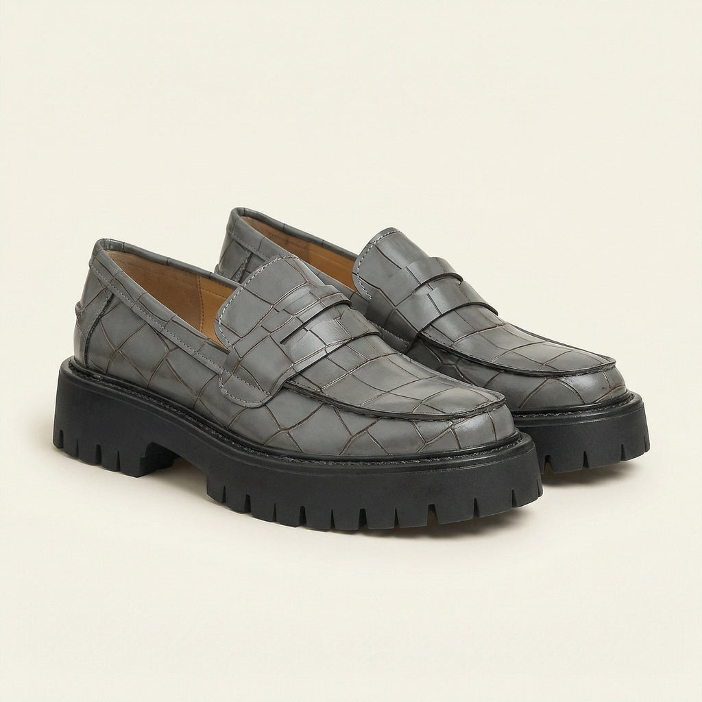 Women's Croc-Embossed Leather Platform Loafer