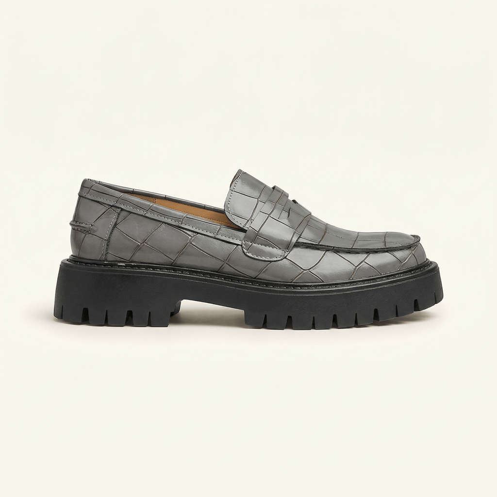 Women's Croc-Embossed Leather Platform Loafer
