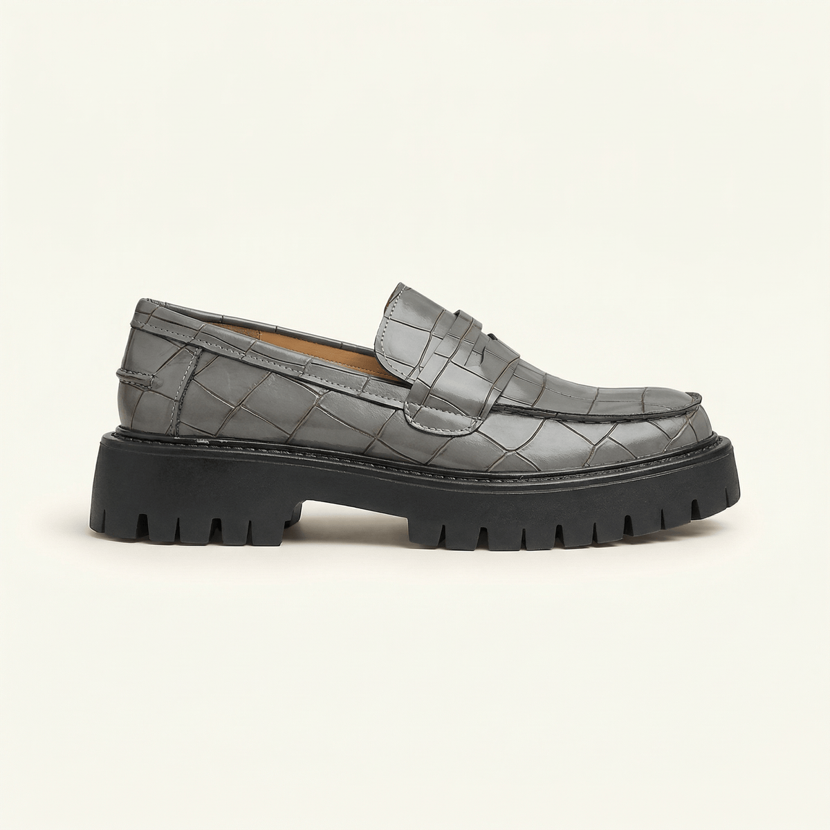 Women's Croc-Embossed Leather Platform Loafer