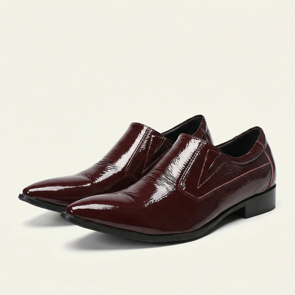 Burgundy Patent Leather Pointed-Toe Loafer