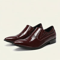 Burgundy Patent Leather Pointed-Toe Loafer
