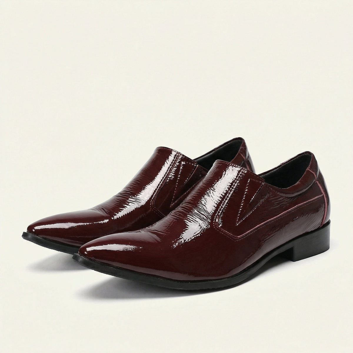 Burgundy Patent Leather Pointed-Toe Loafer