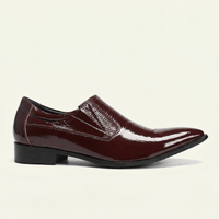 Burgundy Patent Leather Pointed-Toe Loafer