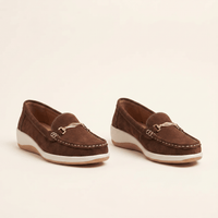 Women's Flat Suede Loafers with Metal Bit