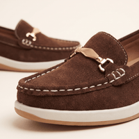 Women's Flat Suede Loafers with Metal Bit
