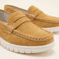 Women's Suede Penny Loafers with Chunky Sole