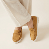 Women's Suede Penny Loafers with Chunky Sole