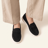 Women's Suede Penny Loafers with Chunky Sole