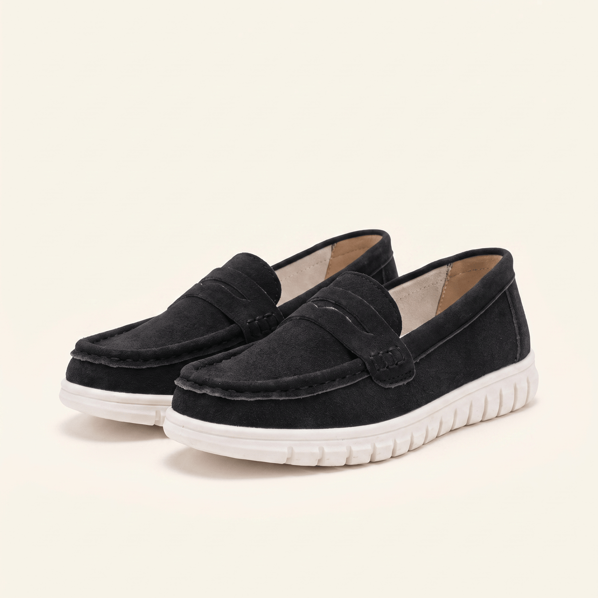 Women's Suede Penny Loafers with Chunky Sole