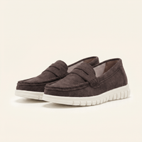 Women's Suede Penny Loafers with Chunky Sole