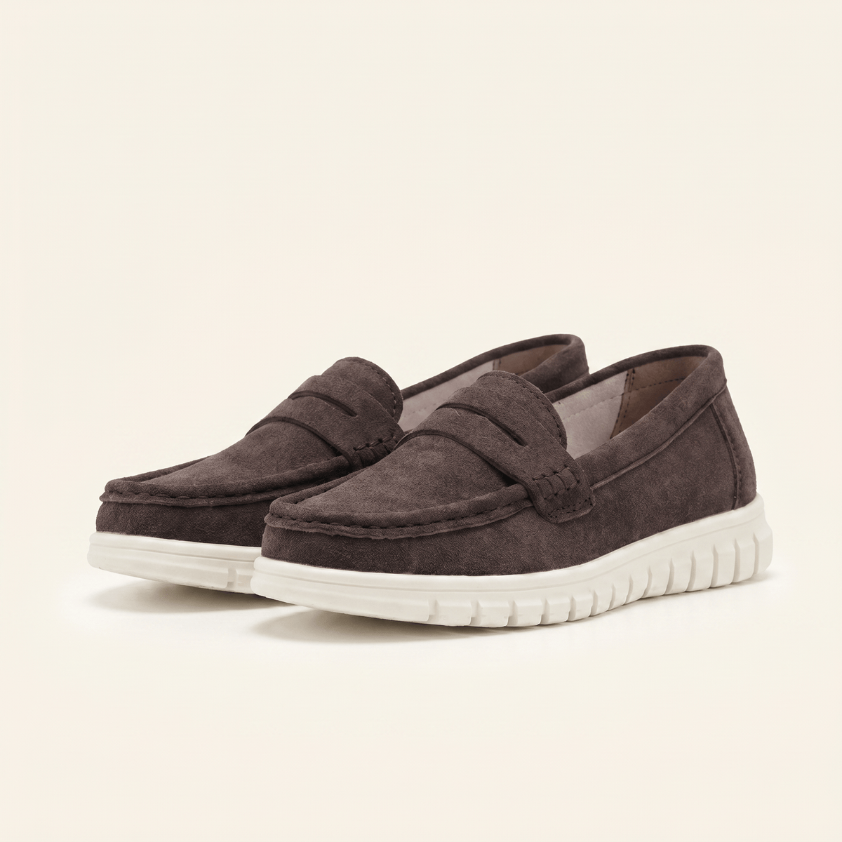 Women's Suede Penny Loafers with Chunky Sole