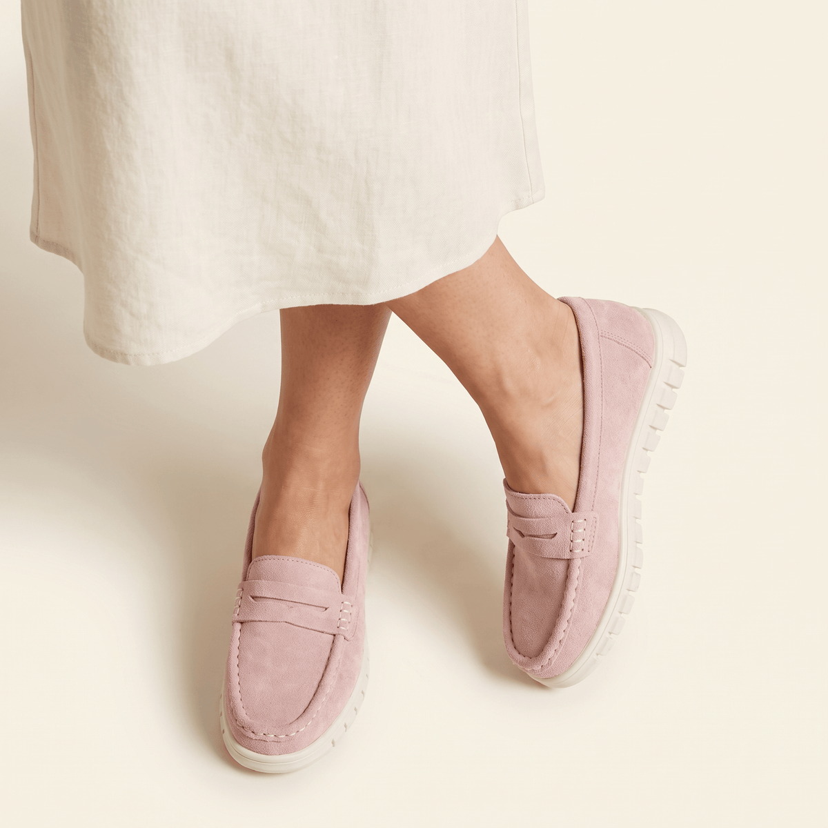 Women's Suede Penny Loafers with Chunky Sole