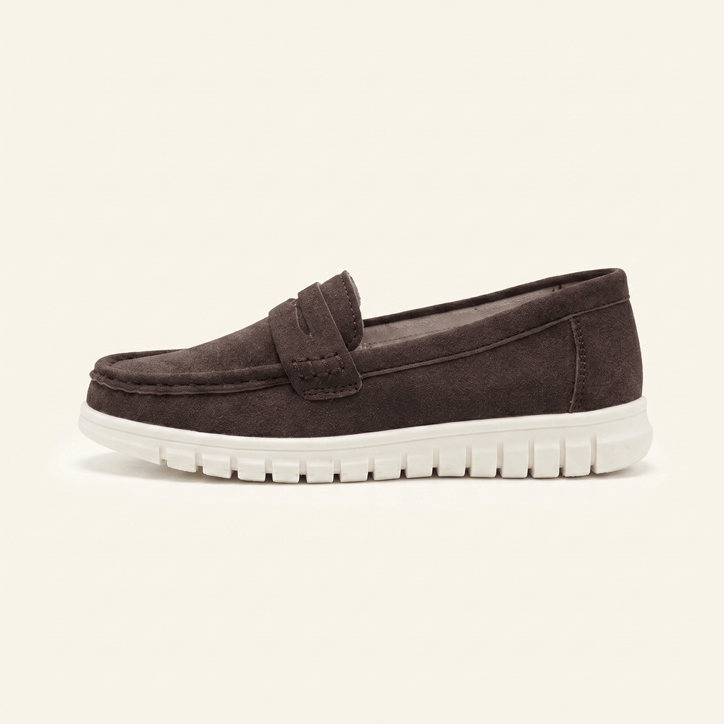 Women's Suede Penny Loafers with Chunky Sole