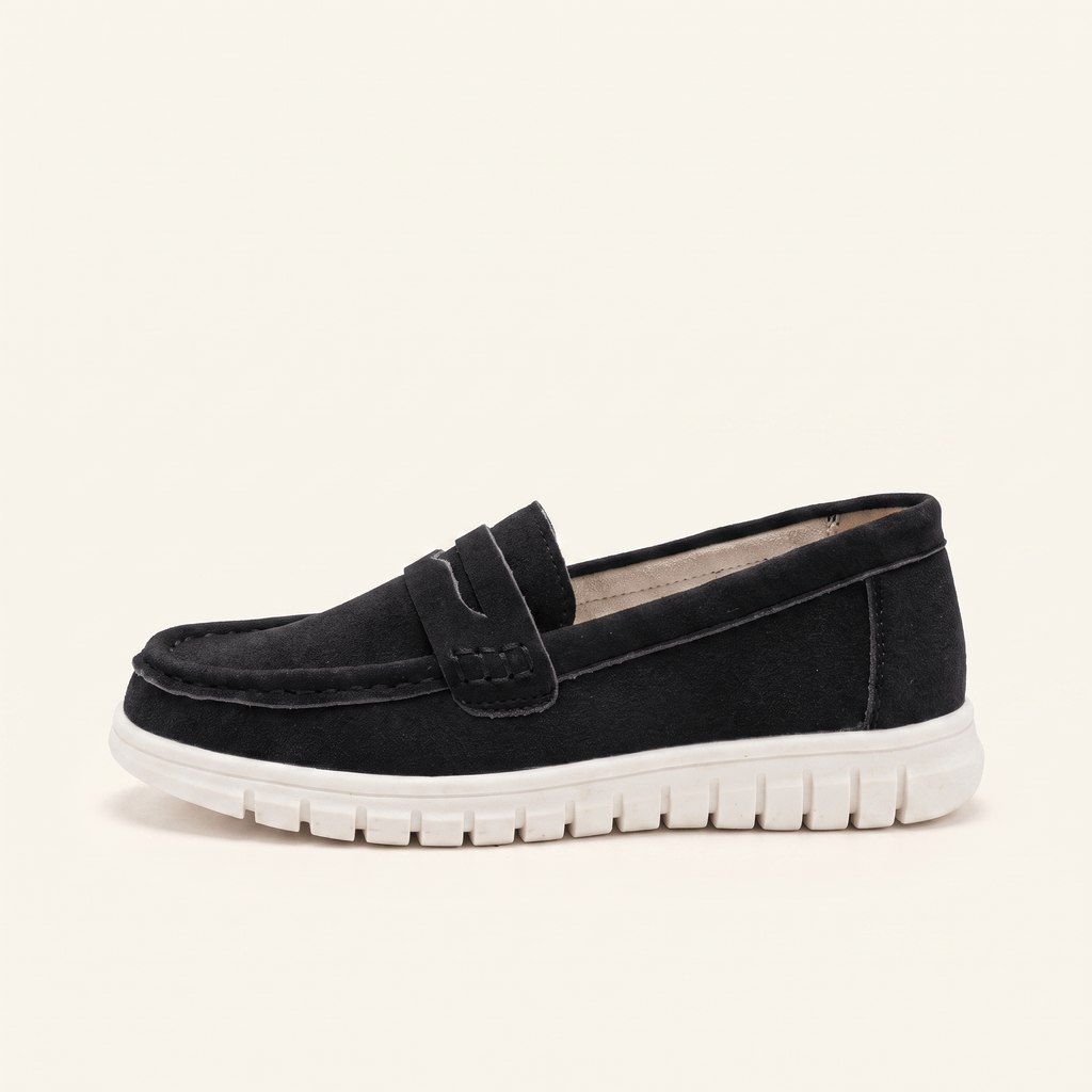 Women's Suede Penny Loafers with Chunky Sole