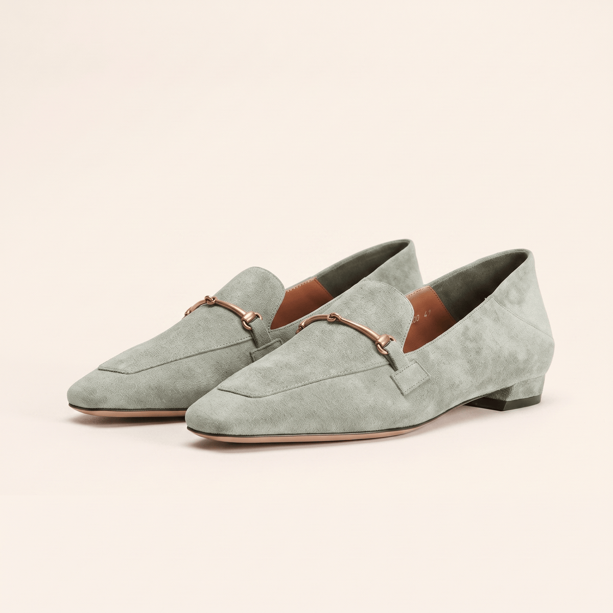 Women's Square-Toe Suede Loafers with Gold Detail and Low Heel