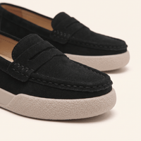 Women's Round-Toe Suede Penny Loafer Flats