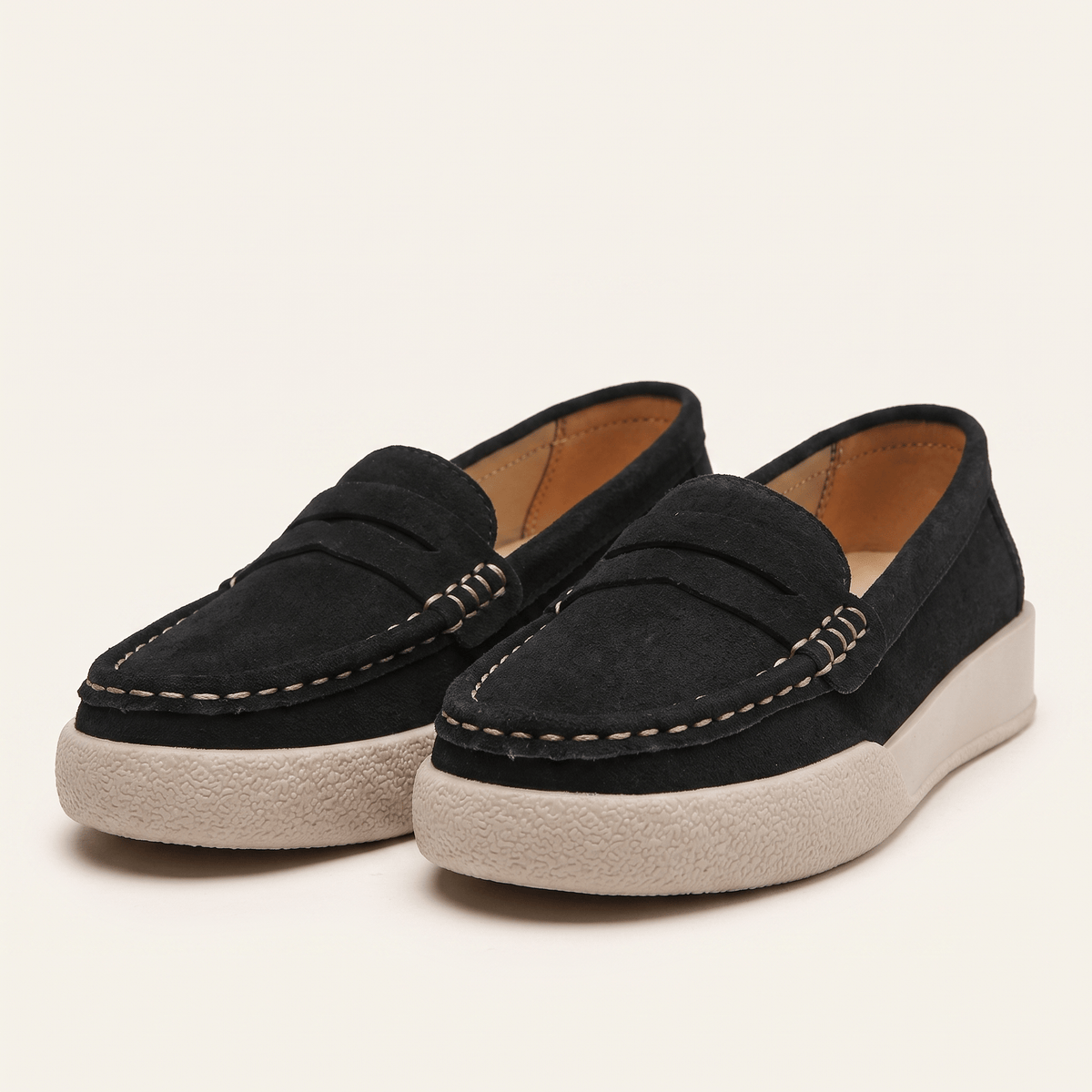 Women's Round-Toe Suede Penny Loafer Flats
