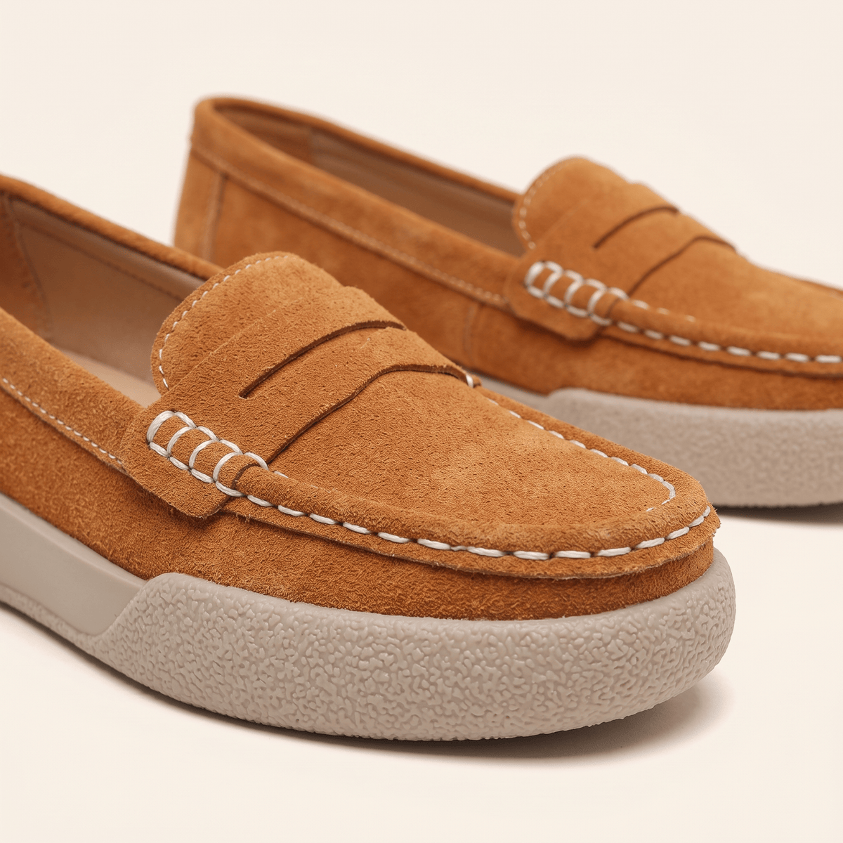 Women's Round-Toe Suede Penny Loafer Flats