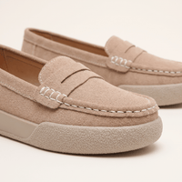 Women's Round-Toe Suede Penny Loafer Flats