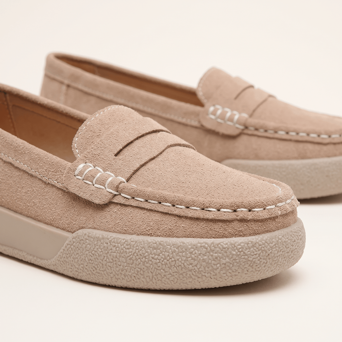 Women's Round-Toe Suede Penny Loafer Flats