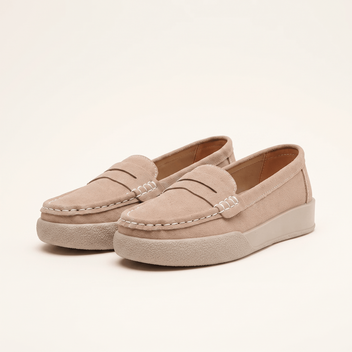 Women's Round-Toe Suede Penny Loafer Flats