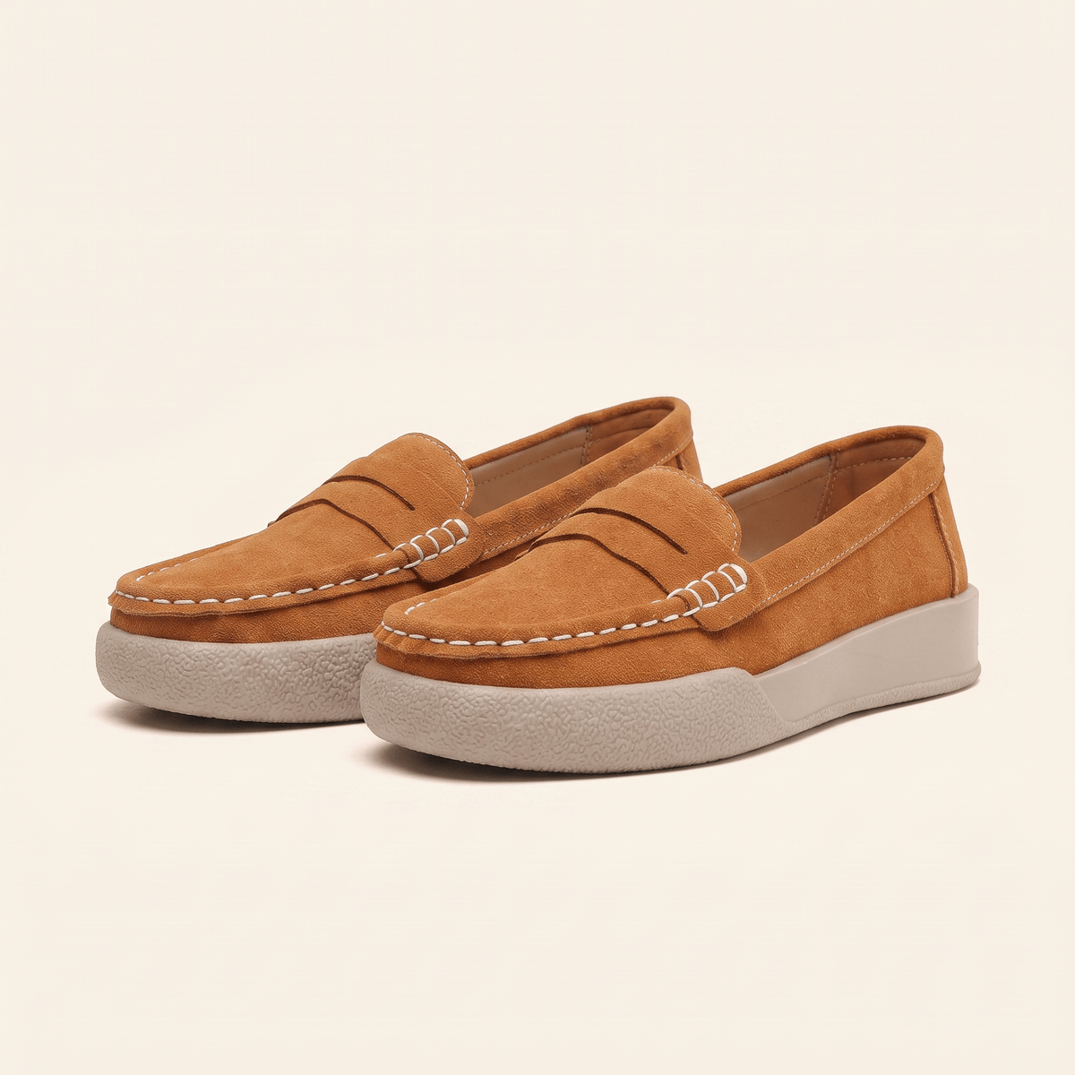 Women's Round-Toe Suede Penny Loafer Flats