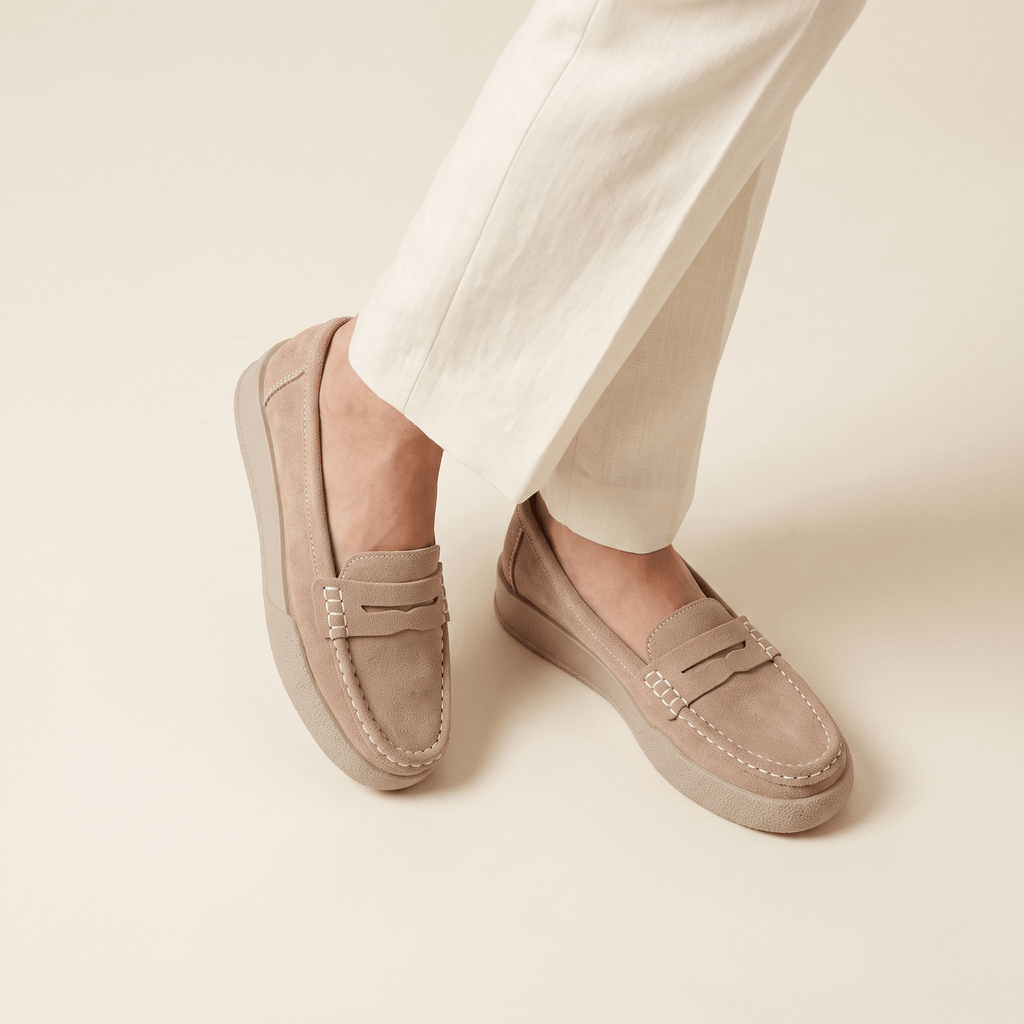 Women's Round-Toe Suede Penny Loafer Flats