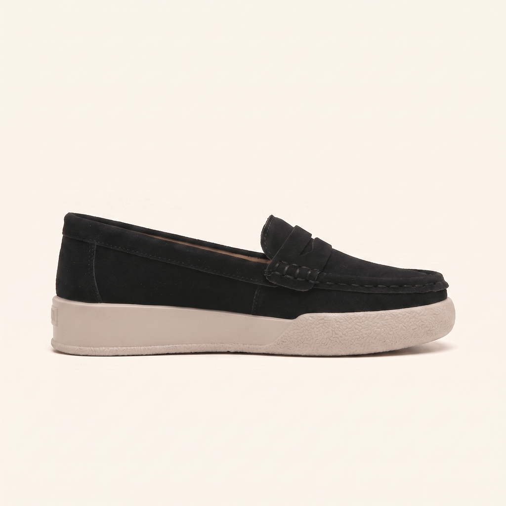 Women's Round-Toe Suede Penny Loafer Flats