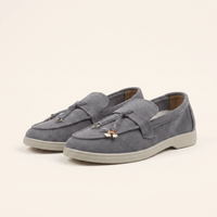 Women's Suede Penny Loafers with Gold Detail