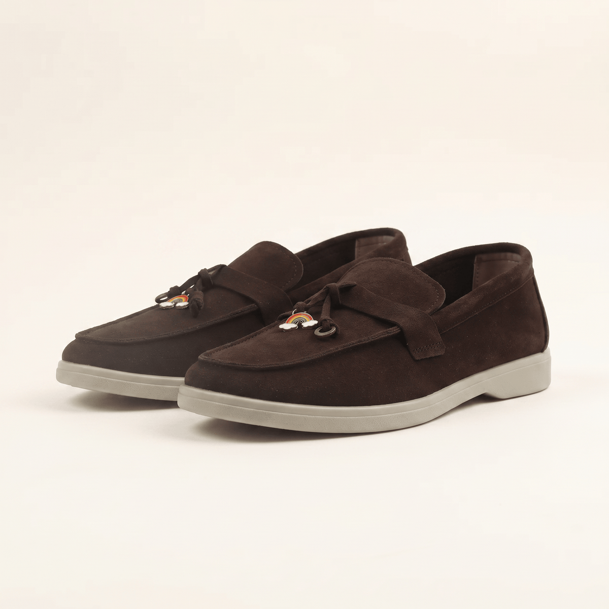 Women's Suede Penny Loafers with Gold Detail